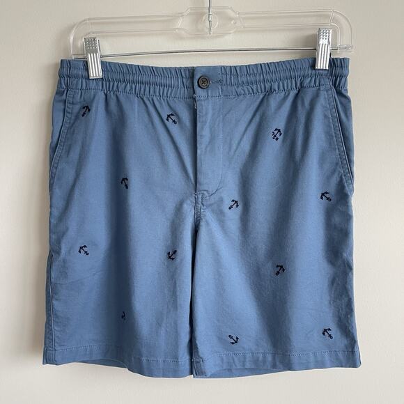 Polo Ralph Lauren Boys Drawstring Chino Shorts 14 Blue Allover Anchor Embroidery - Picture 1 of 11